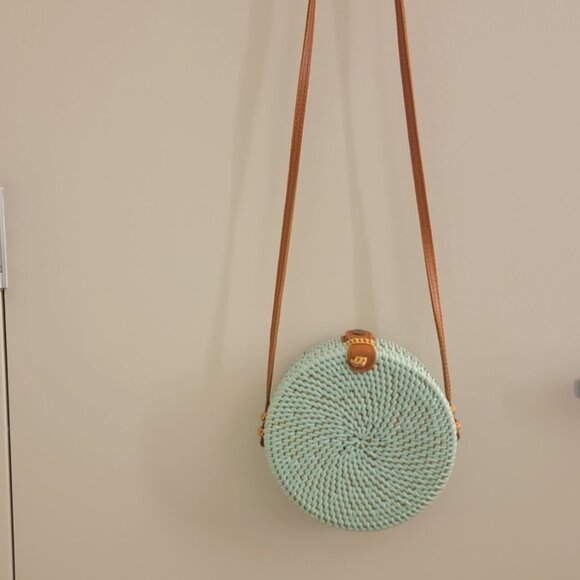 Boho Round Rattan Bag Purse - Picture 2 of 7